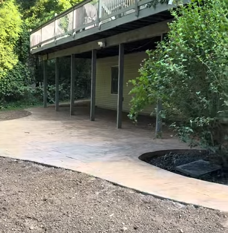 drainage system, decorative concrete, stamped patio, stamped sidewalk, decorative sidewalk, concrete contractors in whitmore lake